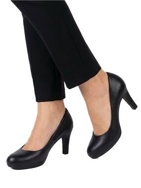 Clarks Women's Adriel Viola Black Leather Heels